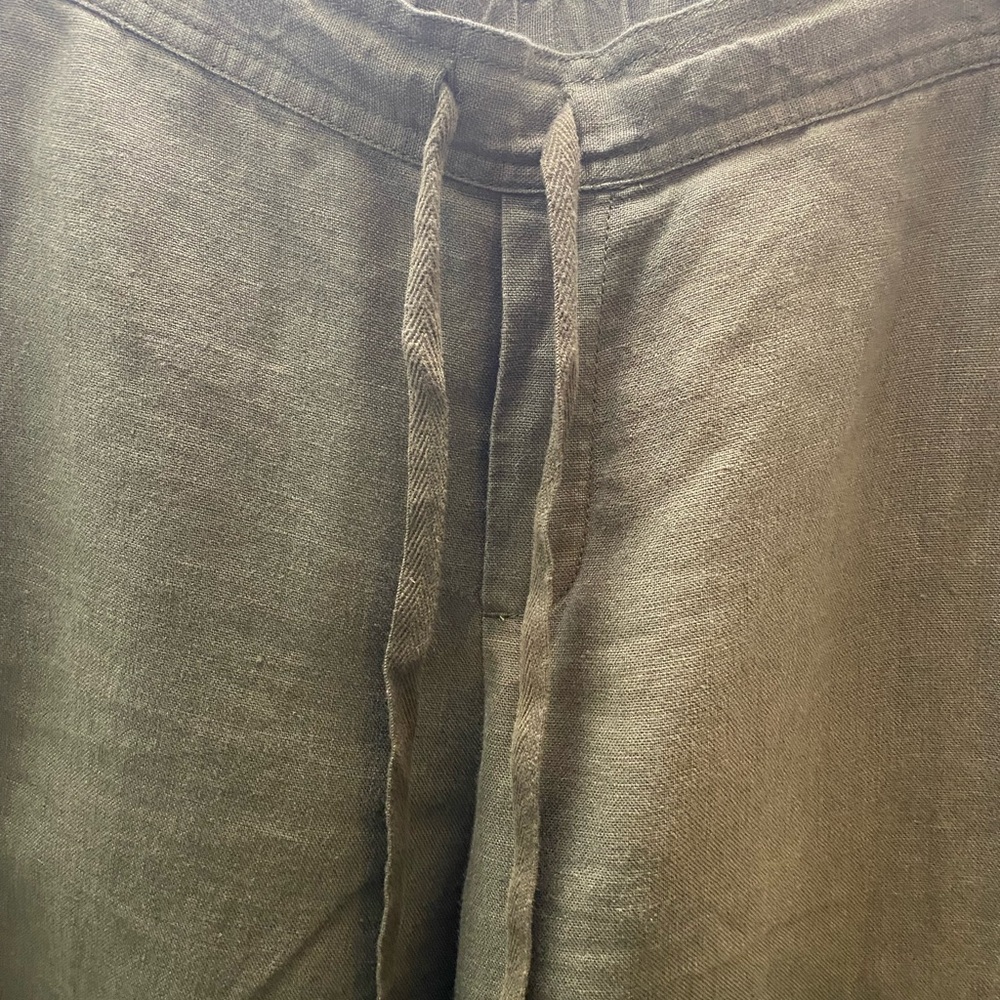 J. Jill Love Linen Tapered Leg Pull On Cropped Joggers Pants Olive Green Sz Med - Picture 4 of 11